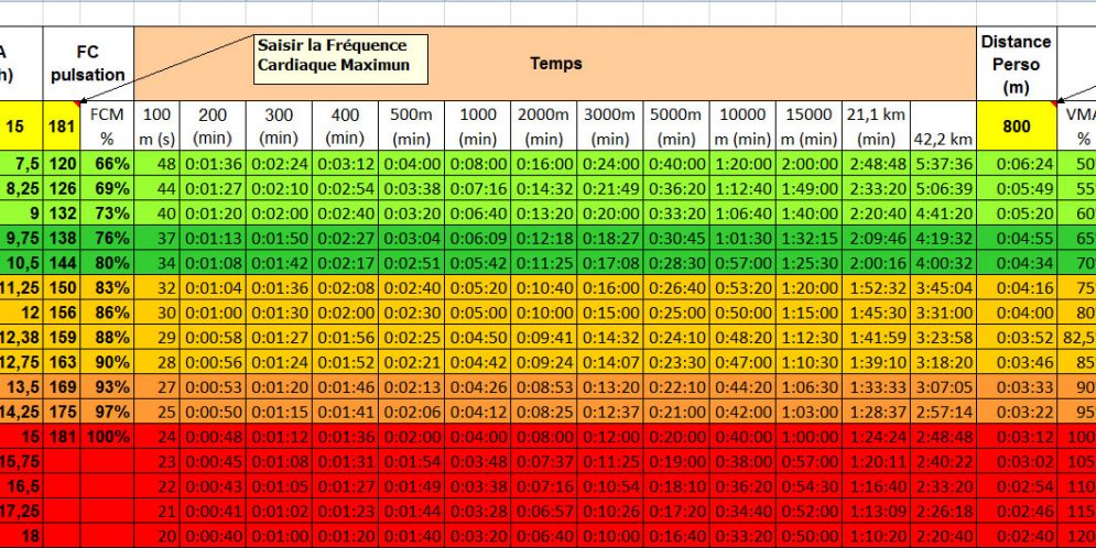 Calcul De Vos Différentes Allures D’entrainement En Fonction Des % De ...